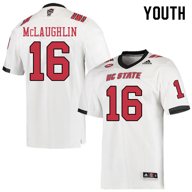 Youth #16 Aaron McLaughlin NC State Wolfpack College Football Jerseys Sale-White